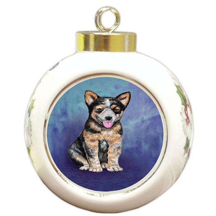 Australian Cattle Puppy Dog Round Ball Christmas Ornament