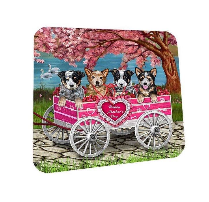 Australian Cattle w/ Puppies Mother's Day Dogs Coasters (Set of 4)