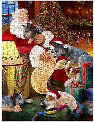 Australian Cattledog Dog and Puppies Sleeping with Santa Puzzle with Photo Tin