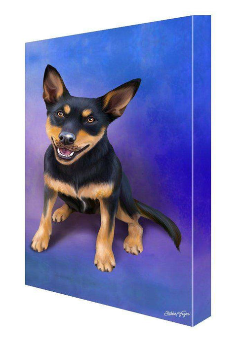 Australian Kelpie Black And Tan Dog Painting Printed on Canvas Wall Art Signed