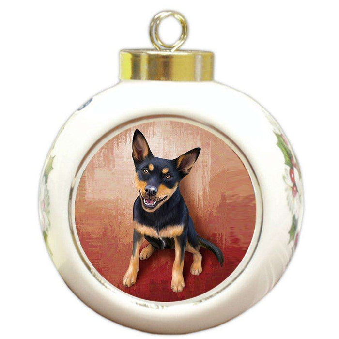 Australian Kelpie Black And Tan Dog Round Ball Christmas Ornament
