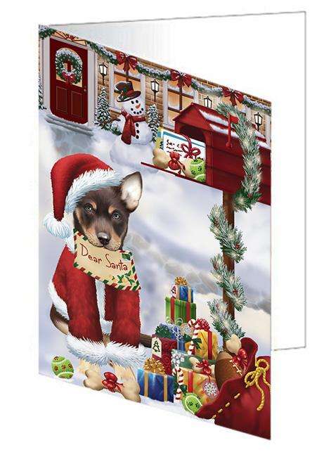 Australian Kelpie Dog Dear Santa Letter Christmas Holiday Mailbox Handmade Artwork Assorted Pets Greeting Cards and Note Cards with Envelopes for All Occasions and Holiday Seasons GCD65639
