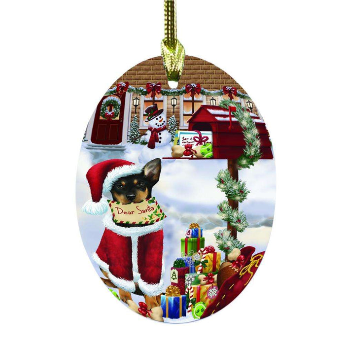 Australian Kelpie Dog Dear Santa Letter Christmas Holiday Mailbox Oval Glass Christmas Ornament OGOR48999