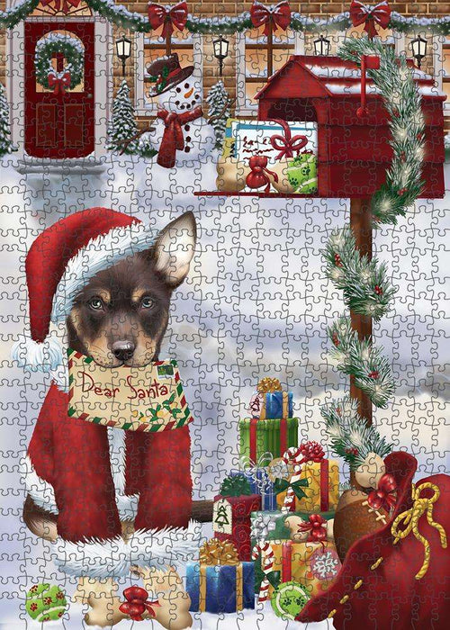 Australian Kelpie Dog Dear Santa Letter Christmas Holiday Mailbox Puzzle with Photo Tin PUZL82636