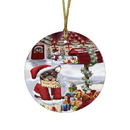 Australian Kelpie Dog Dear Santa Letter Christmas Holiday Mailbox Round Flat Christmas Ornament RFPOR53861