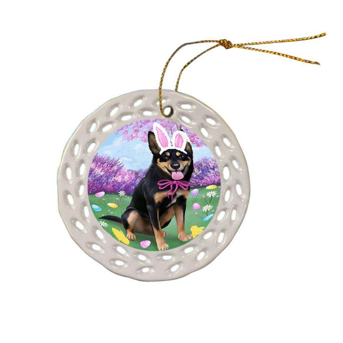 Australian Kelpie Dog Easter Holiday Ceramic Doily Ornament DPOR49226