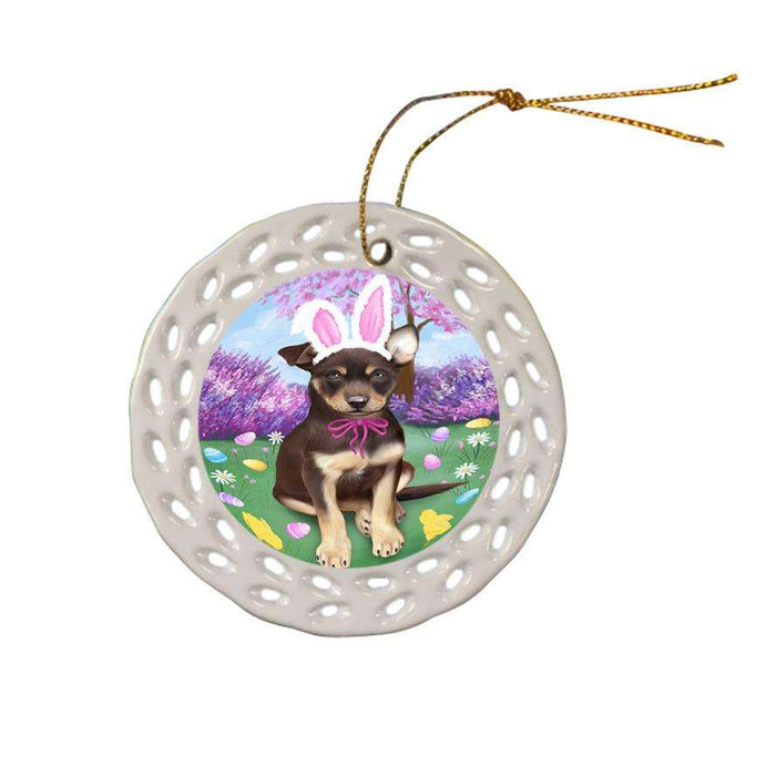 Australian Kelpie Dog Easter Holiday Ceramic Doily Ornament DPOR49227