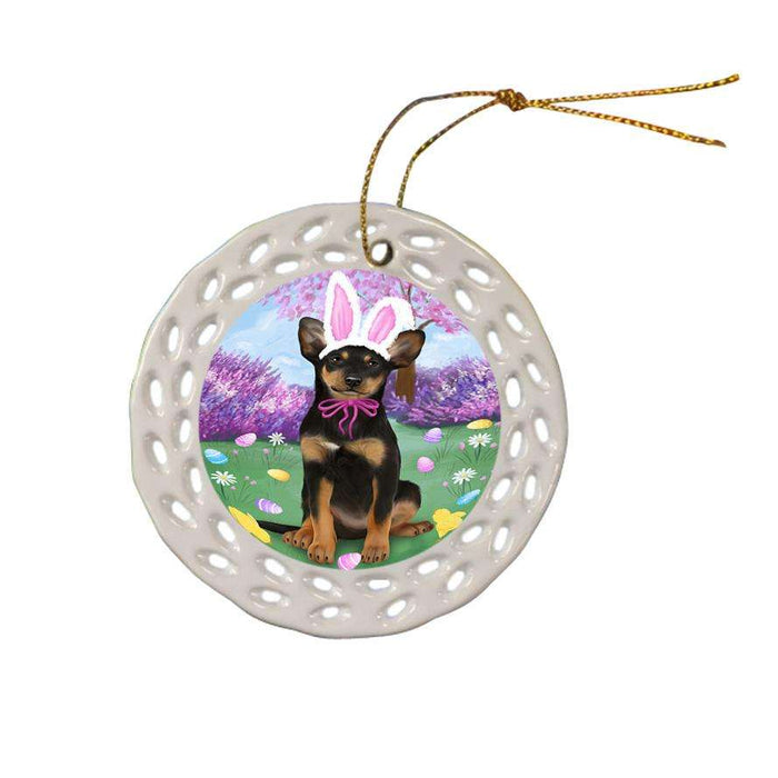 Australian Kelpie Dog Easter Holiday Ceramic Doily Ornament DPOR49228