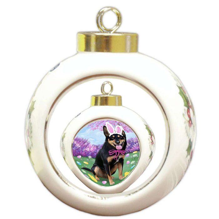 Australian Kelpie Dog Easter Holiday Round Ball Christmas Ornament RBPOR49226