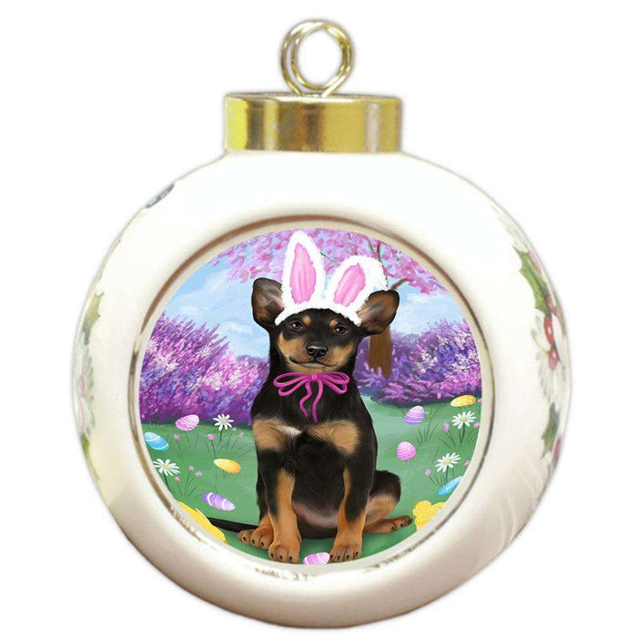 Australian Kelpie Dog Easter Holiday Round Ball Christmas Ornament RBPOR49228