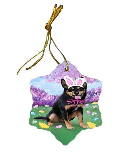 Australian Kelpie Dog Easter Holiday Star Porcelain Ornament SPOR49218