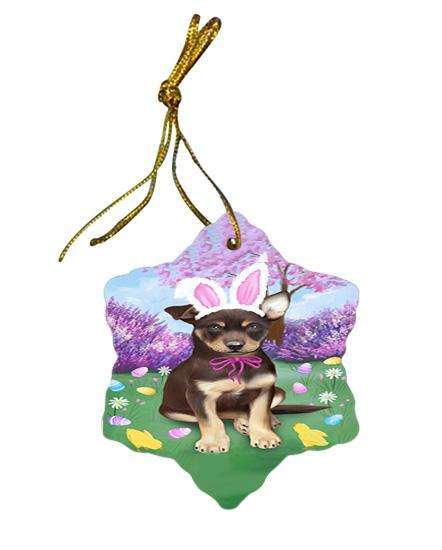 Australian Kelpie Dog Easter Holiday Star Porcelain Ornament SPOR49219