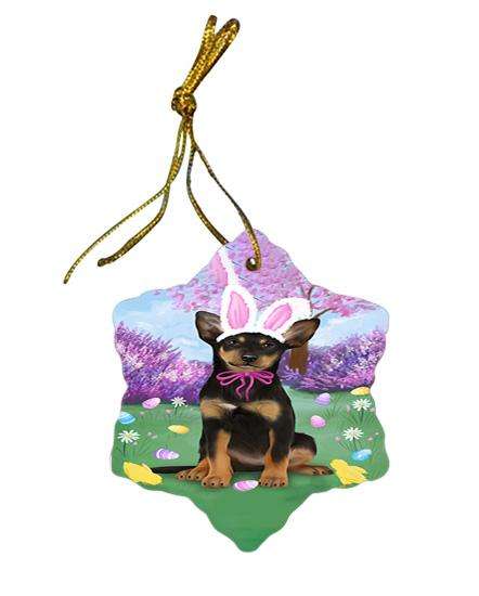 Australian Kelpie Dog Easter Holiday Star Porcelain Ornament SPOR49220