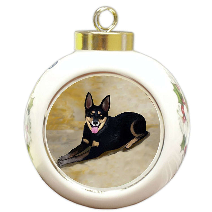 Australian Kelpie Dog Round Ball Christmas Ornament