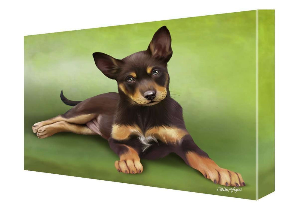 Australian Kelpie Puppy Dog Painting Printed on Canvas Wall Art Signed