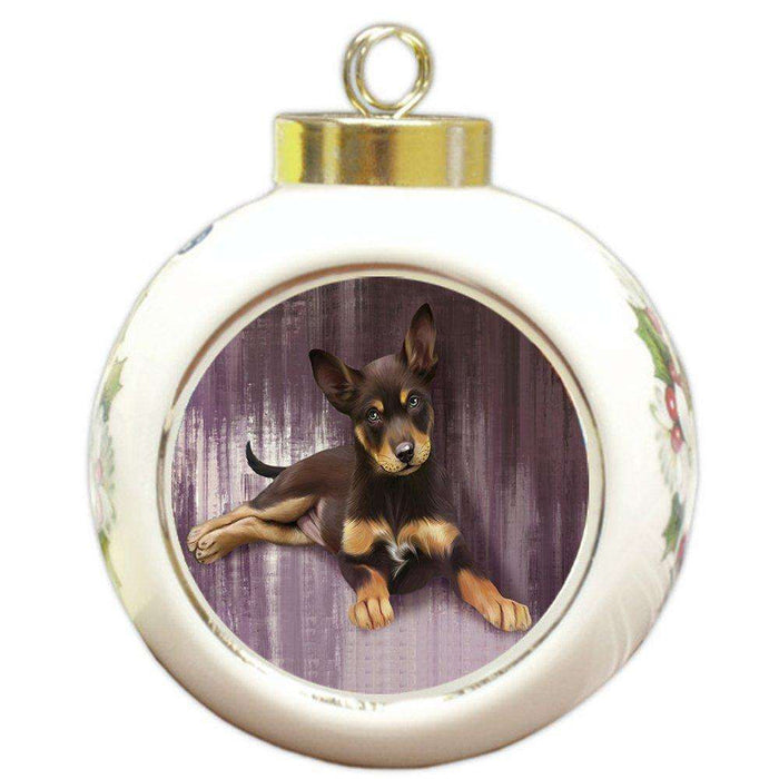 Australian Kelpie Puppy Dog Round Ball Christmas Ornament
