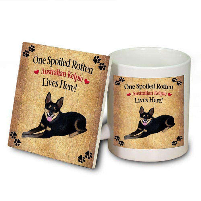 Australian Kelpie Spoiled Rotten Dog Mug and Coaster Set