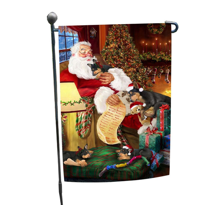 Australian Kelpies Dog and Puppies Sleeping with Santa Garden Flag