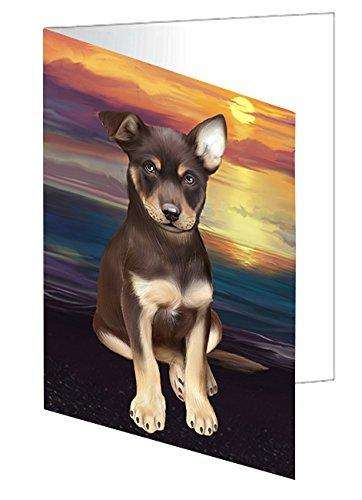 Australian Kelpies Dog Handmade Artwork Assorted Pets Greeting Cards and Note Cards with Envelopes for All Occasions and Holiday Seasons D470