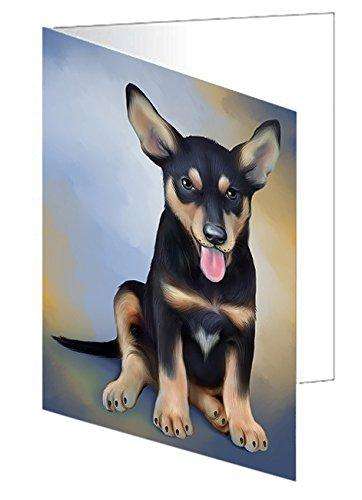 Australian Kelpies Dog Handmade Artwork Assorted Pets Greeting Cards and Note Cards with Envelopes for All Occasions and Holiday Seasons GCD48839