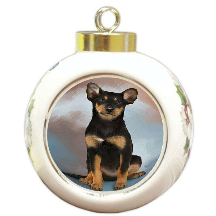 Australian Kelpies Dog Round Ball Christmas Ornament RBPOR48284