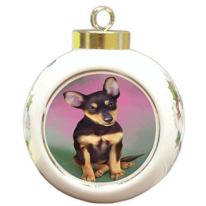 Australian Kelpies Dog Round Ball Christmas Ornament RBPOR48285