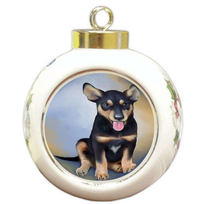 Australian Kelpies Dog Round Ball Christmas Ornament RBPOR48287