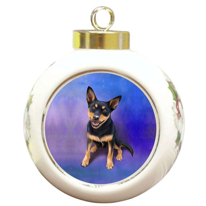 Australian Kelpies Dog Round Ceramic Christmas Ornament