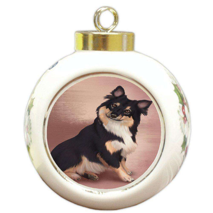 Australian Shepherd Black Dog Round Ceramic Ball Christmas Ornament