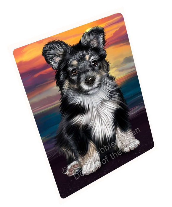 Australian Shepherd Black Puppy Dog Art Portrait Print Woven Throw Sherpa Plush Fleece Blanket