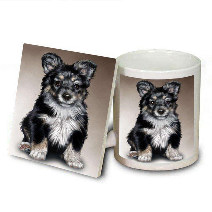 Australian Shepherd Black Puppy Dog Mug and Coaster Set