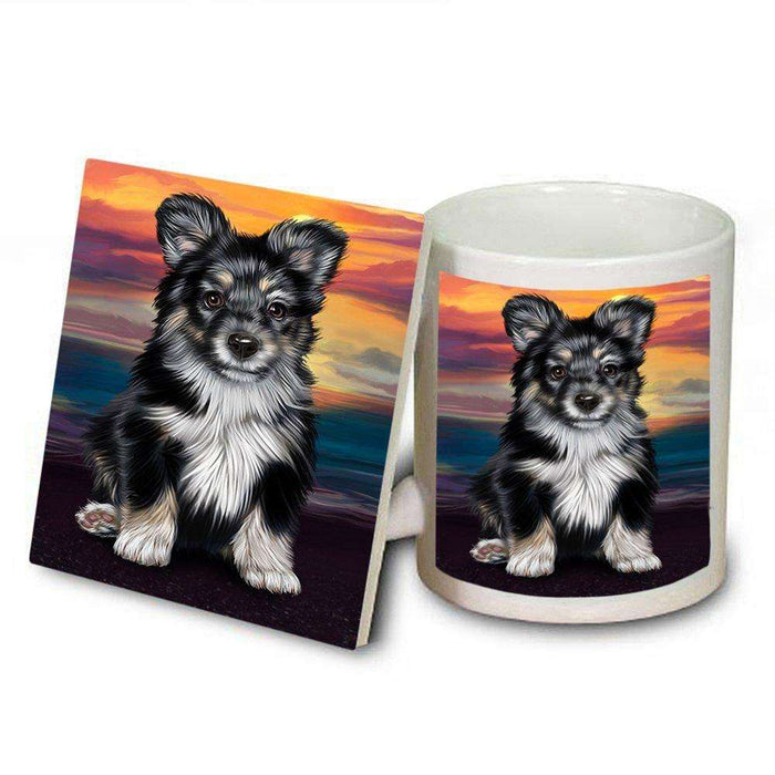 Australian Shepherd Black Puppy Dog Mug and Coaster Set
