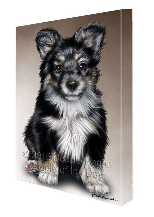 Australian Shepherd Black Puppy Dog Painting Printed on Canvas Wall Art