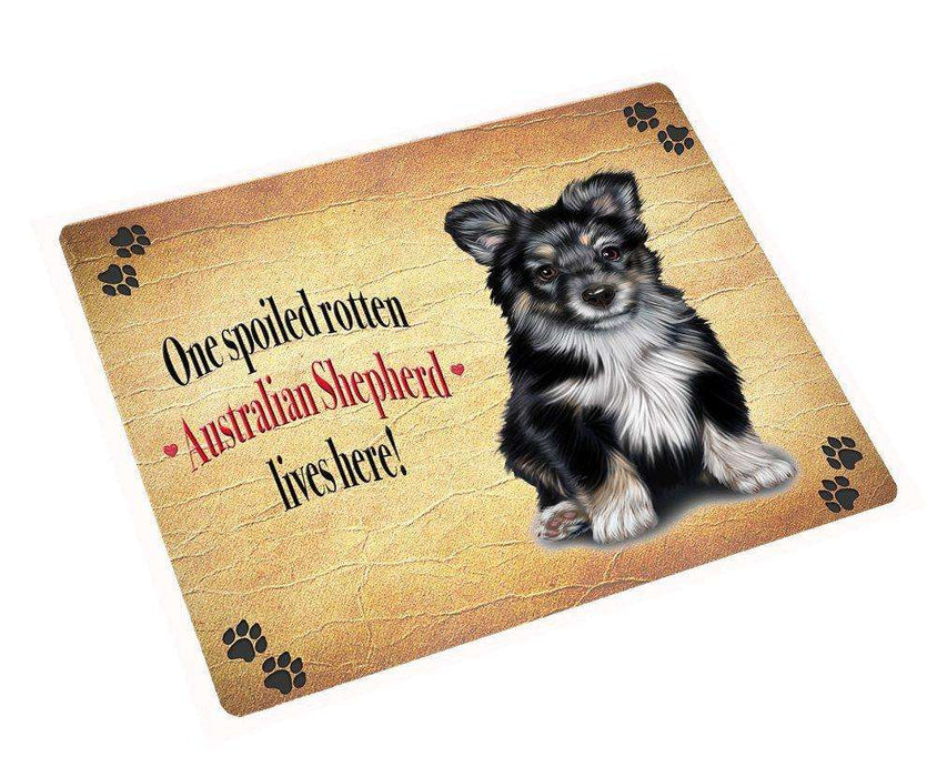 Australian Shepherd Black Spoiled Rotten Dog Art Portrait Print Woven Throw Sherpa Plush Fleece Blanket