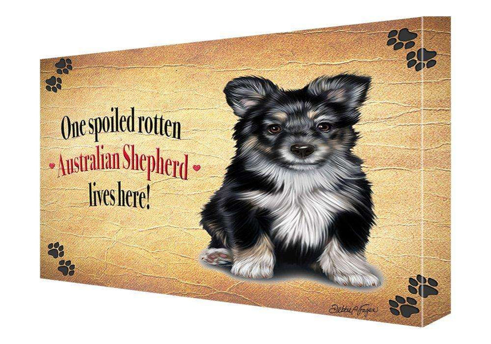 Australian Shepherd Black Spoiled Rotten Dog Painting Printed on Canvas Wall Art Signed