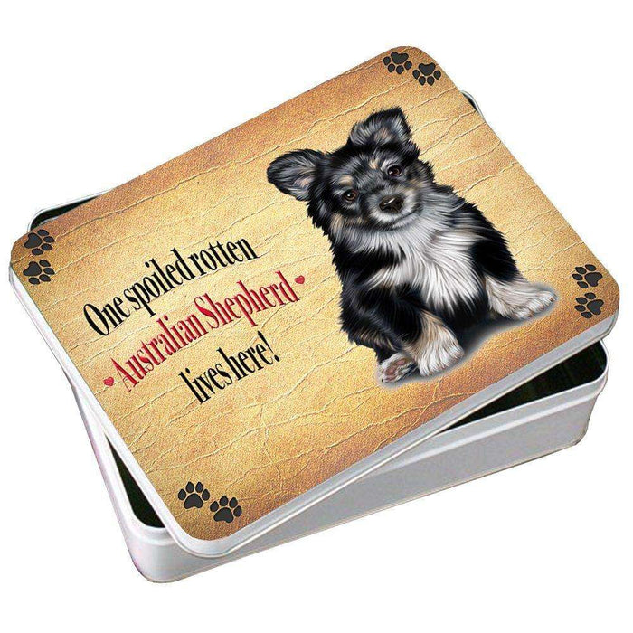 Australian Shepherd Black Spoiled Rotten Dog Photo Storage Tin