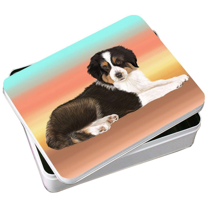 Australian Shepherd Black Tri Dog Photo Storage Tin