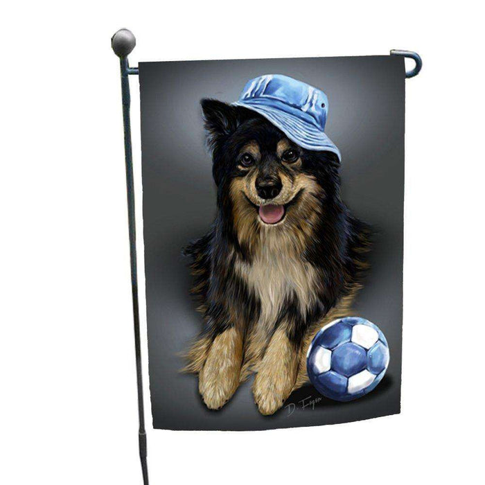 Australian Shepherd Black Tri Dog Wearing Hat with Ball Garden Flag