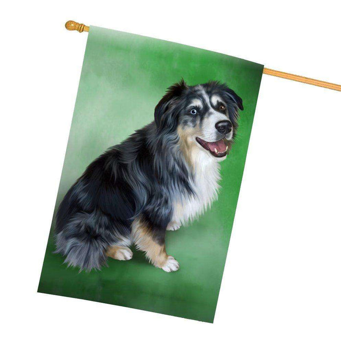 Australian Shepherd Blue Merle Dog All Weather House Flag