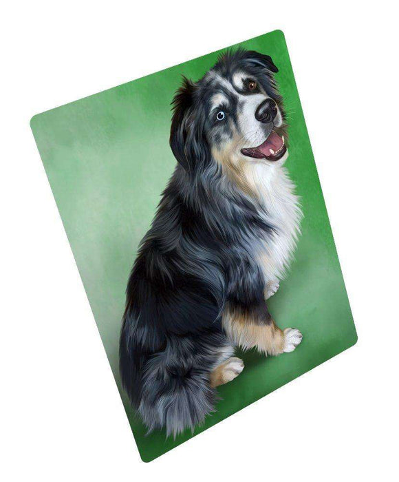 Australian Shepherd Blue Merle Dog Art Portrait Print Woven Throw Sherpa Plush Fleece Blanket