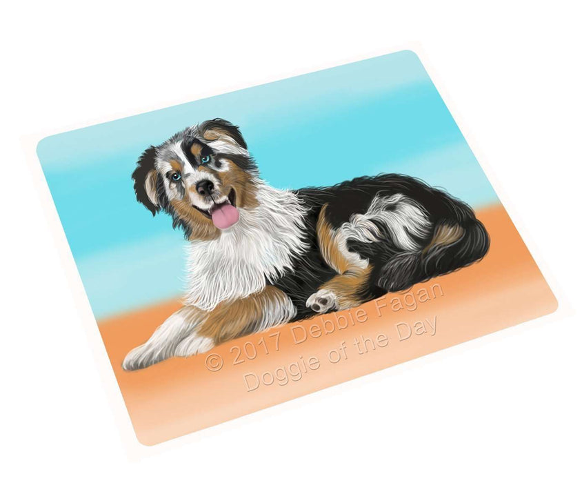 Australian Shepherd Blue Merle Dog Art Portrait Print Woven Throw Sherpa Plush Fleece Blanket