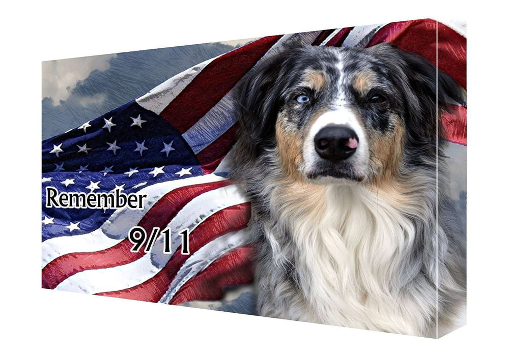 Australian Shepherd Blue Merle Dog Canvas 18 x 24 Patriotic