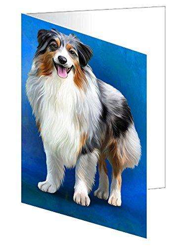 Australian Shepherd Blue Merle Dog Handmade Artwork Assorted Pets Greeting Cards and Note Cards with Envelopes for All Occasions and Holiday Seasons