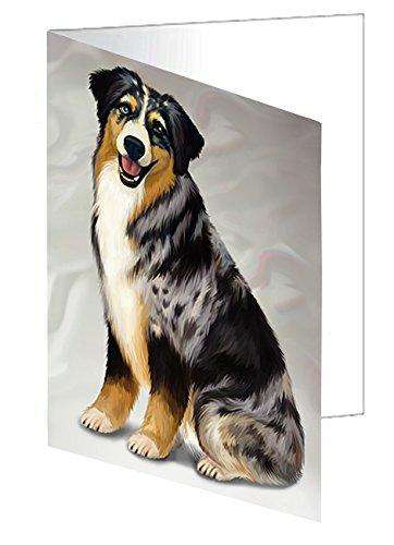 Australian Shepherd Blue Merle Dog Handmade Artwork Assorted Pets Greeting Cards and Note Cards with Envelopes for All Occasions and Holiday Seasons