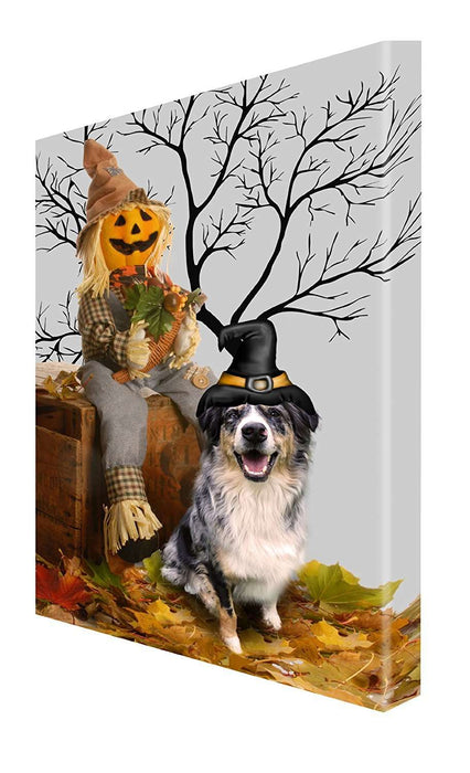 Australian Shepherd Blue Merle Dog Halloween Canvas 18 x 24