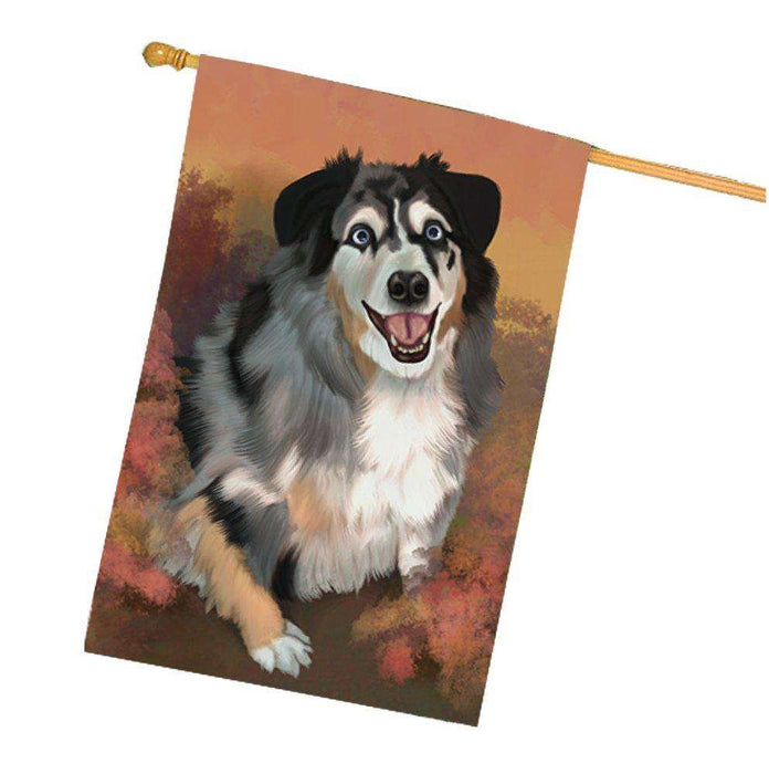 Australian Shepherd Blue Merle Dog House Flag