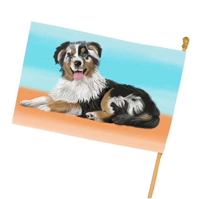 Australian Shepherd Blue Merle Dog House Flag