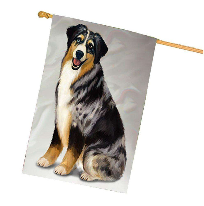 Australian Shepherd Blue Merle Dog House Flag