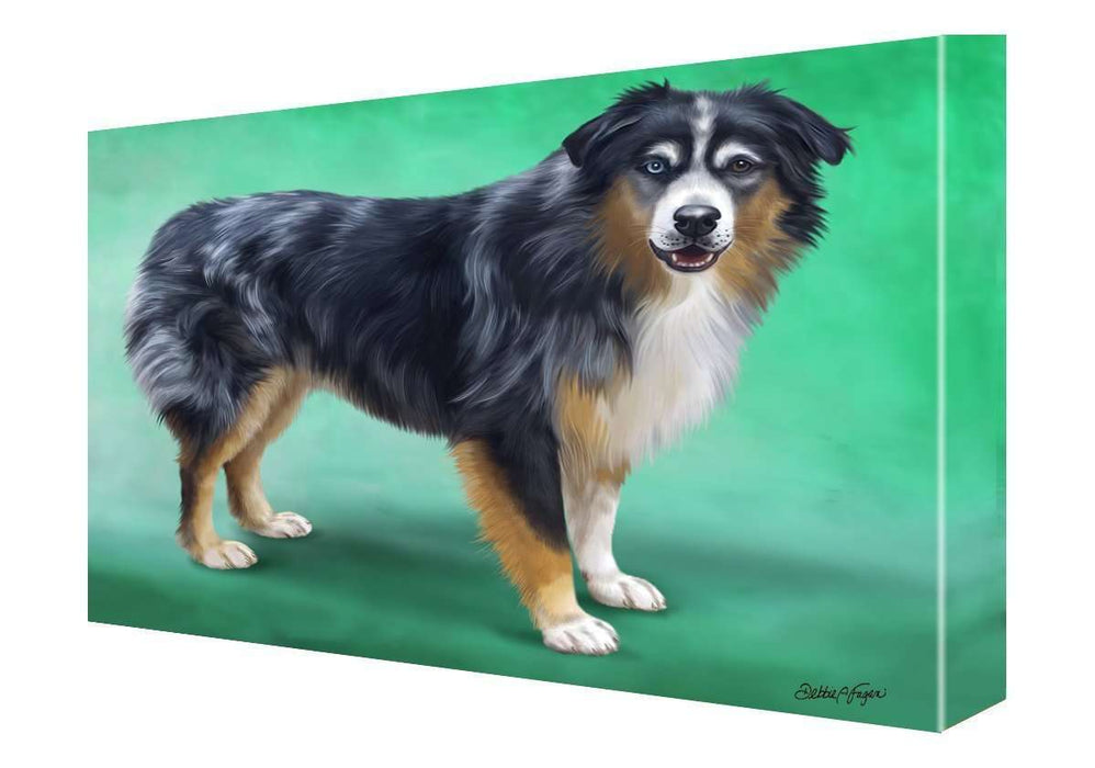 Australian Shepherd Blue Merle Dog Painting Printed on Canvas Wall Art Signed