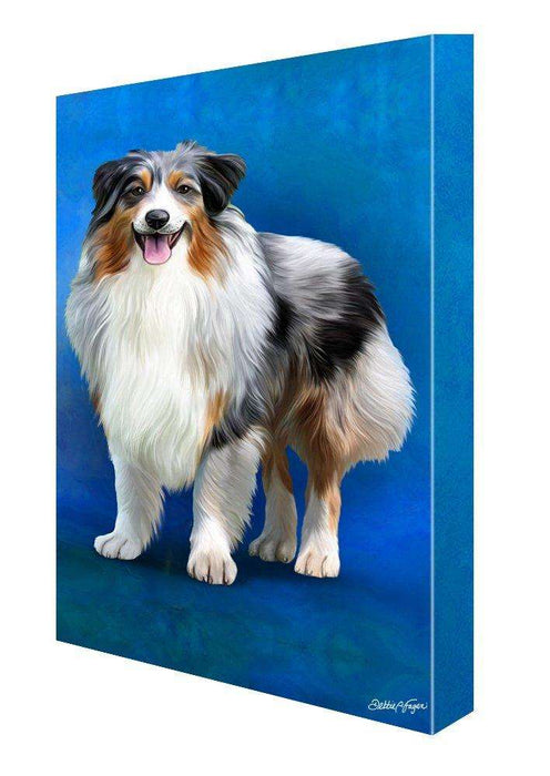 Australian Shepherd Blue Merle Dog Painting Printed on Canvas Wall Art Signed